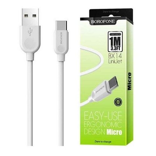 Кабель USB Type-C BX14 1M Borofone белый кабель usb type c borofone bx14 linkjet 300 см белый