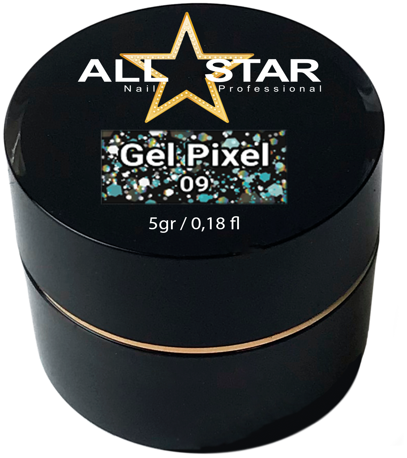 Глиттер-гель Gel Pixel All Star №09 (Бирюзовый), 5 г