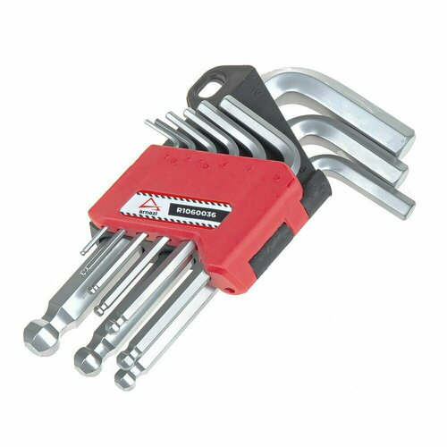 Набор имбусовых ключей HEX шестигранников с шаром короткие 9 шт 476₽