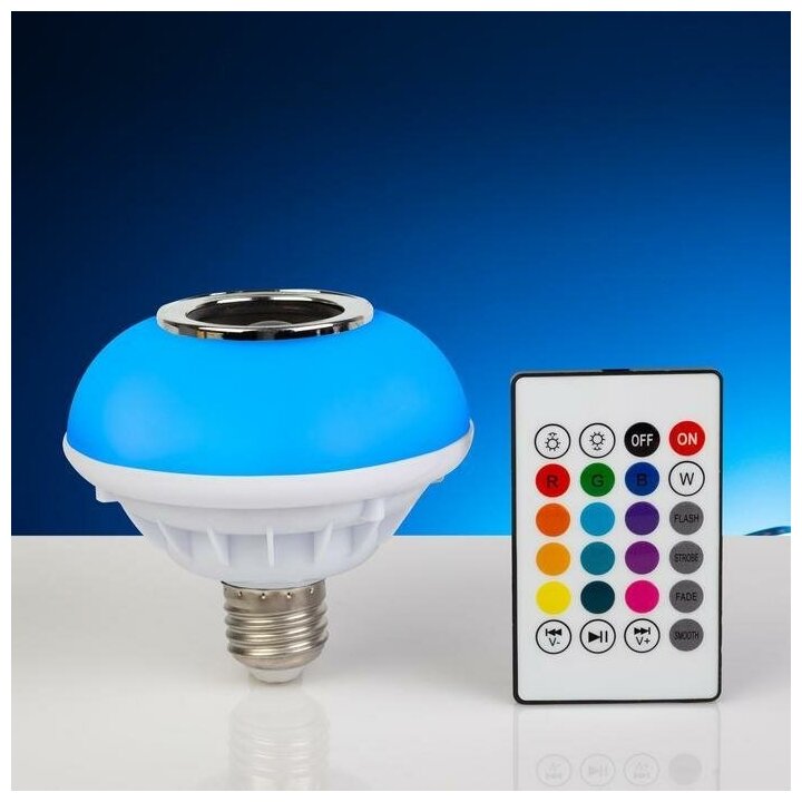 Лампа Световая тарелка, d 10 см, 220V, 4 режима, пульт, музыка, цоколь Е27, RGB - фотография № 1