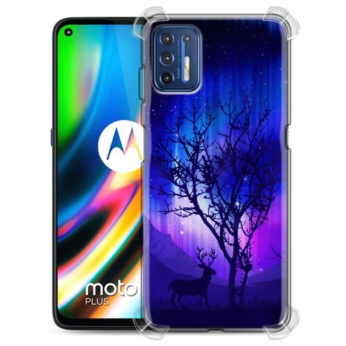 Дизайнерский силиконовый с усиленными углами чехол для Motorola Moto G9 Plus Северное сияние