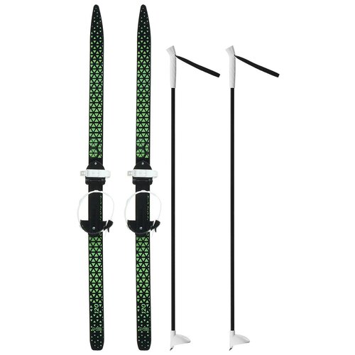Лыжный комплект подростковый: пластиковые лыжи 120 см с насечкой, стеклопластиковые палки 95 см, универсальное крепление Ski Race «Градиент»