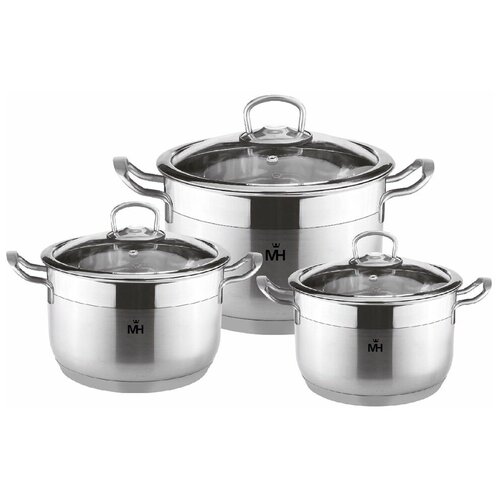 Набор посуды 6 предметов (кастрюли+крышки) MercuryHaus MC - 1685