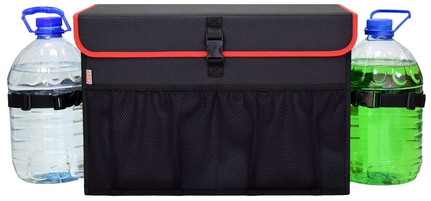 Органайзер в багажник "Лидер" (размер XL). Цвет: черный с красной окантовкой.