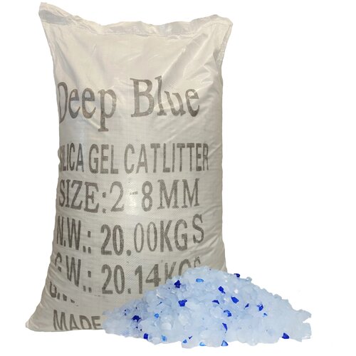Силикагелевый наполнитель, 50 литров, 20 кг., с синими кристаллами, 