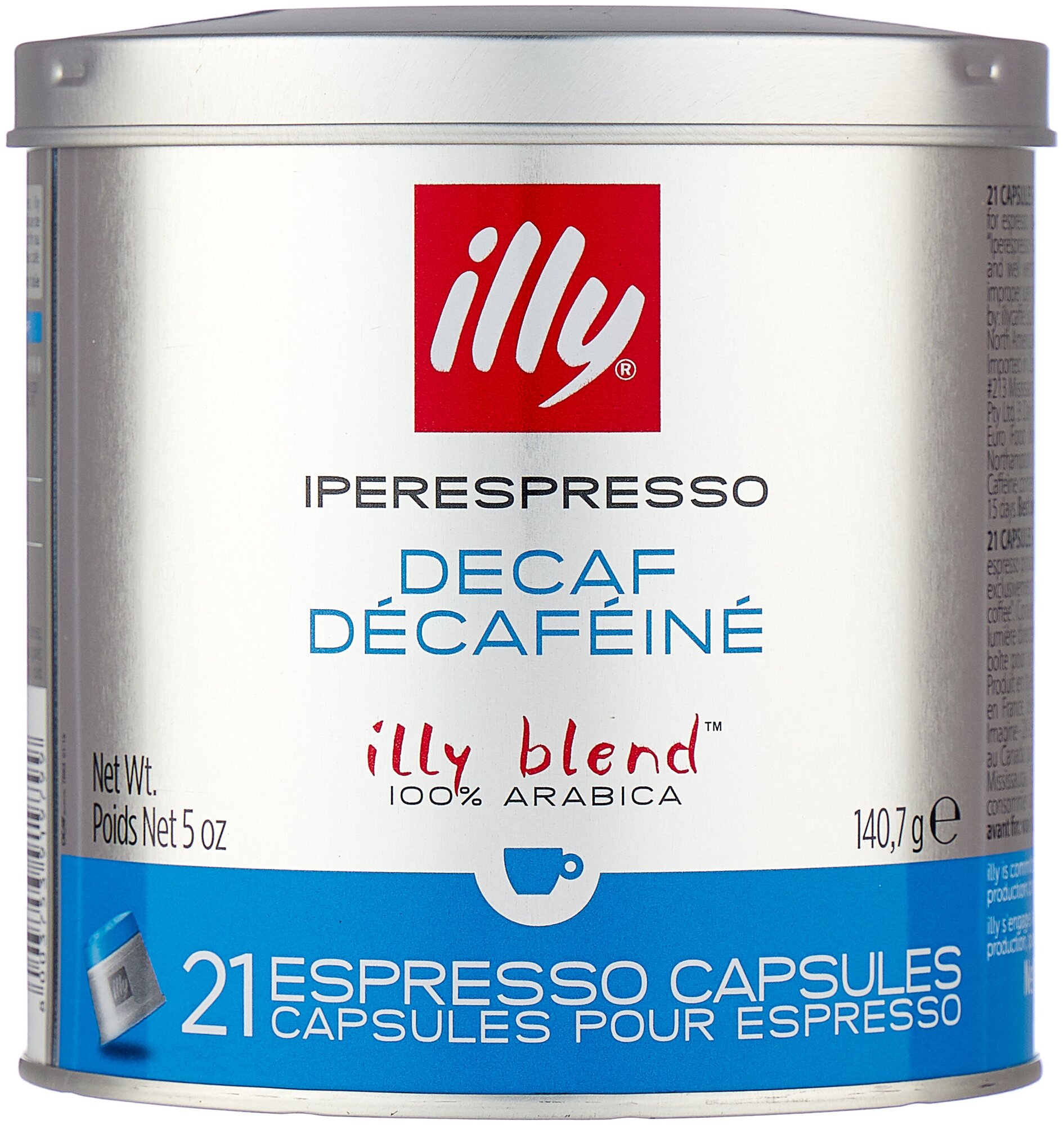 Кофе illy в капсулах iperespresso, без кофеина, банка 21 капс