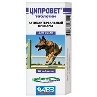 Таблетки АВЗ Ципровет для средних и крупных собак, 10шт. в уп.