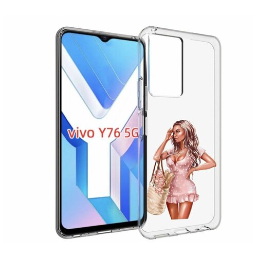 Чехол MyPads Девушка-в-мини-платье женский для Vivo Y76 5G задняя-панель-накладка-бампер