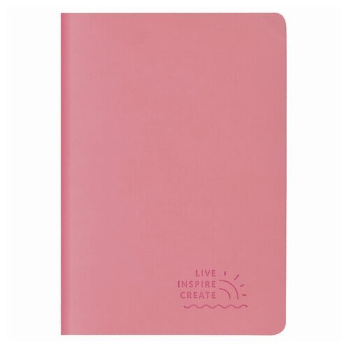 Тетрадь 60 л. в линию обложка кожзам SoftTouch, сшивка, B5 (179х250мм), розовый, BRAUBERG RAINBOW, 403885