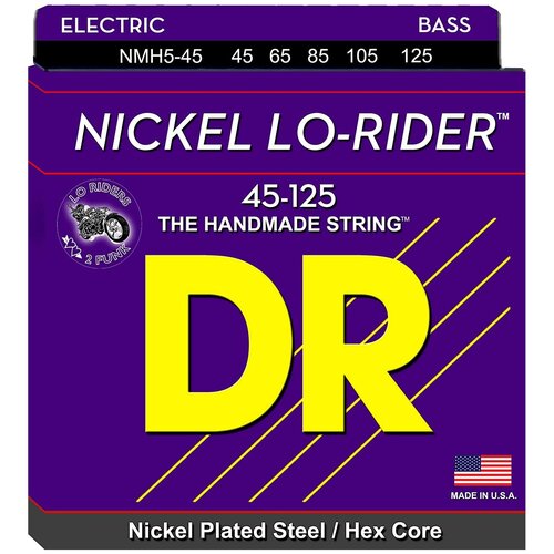 dr nlh5 40 nickel lo rider струны для 5 струнной бас гитары никель 40 120 Набор струн DR NMH5-45 Nickel Lo-Rider, 1 уп.