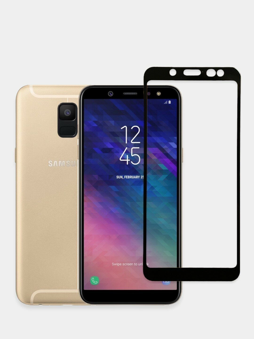 Противоударное защитное стекло для смартфона Samsung Galaxy A6 2018 / Самсунг Галакси А6 2018 9D