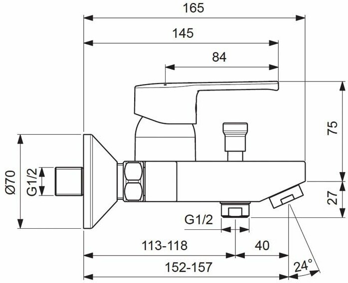 Смеситель для ванны Vidima UNO BA238AA