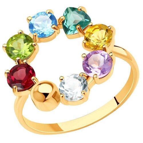 фото Sokolov кольцо с россыпью цветных камней из красного золота 716062, размер 18.5