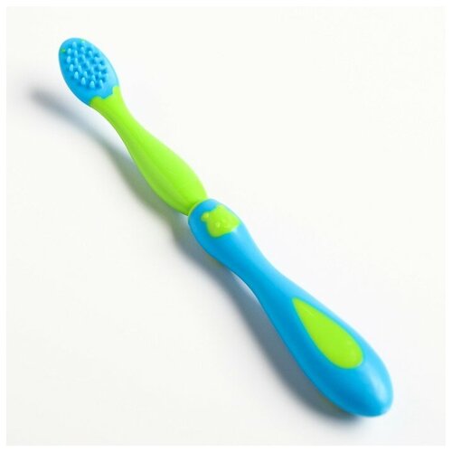 Купить Крошка Я Детская зубная щетка-массажер с силиконовыми щетинками, от 6 мес., цвет зеленый/голубой, Зубные щетки
