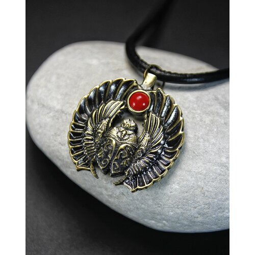 фото Подвеска, защитный амулет "скарабей" со шнурком, бронза, 35 мм growup