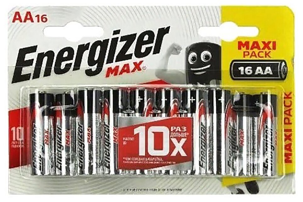 Батарейка AA щелочная Energizer LR06-16BL MAX в блистере 16шт.