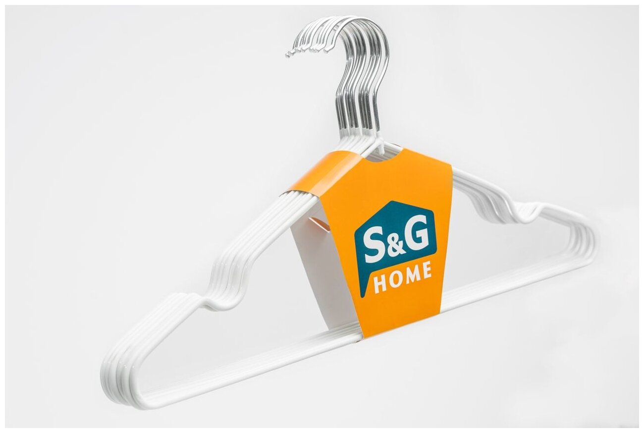 Вешалки для одежды S&G Home, плечики металлические 40 см, набор 10 шт., белые - фотография № 2