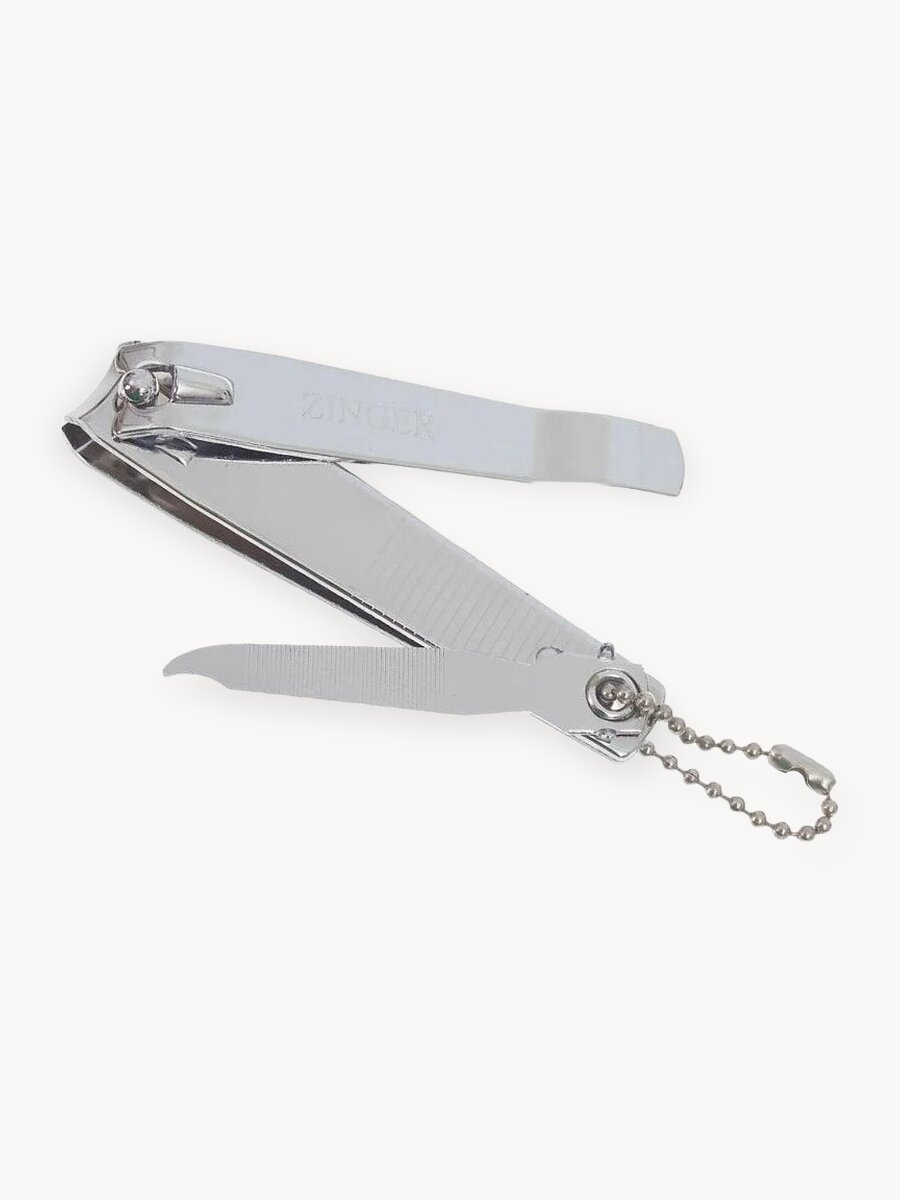 Книпсер для ногтей Zinger SLN-604 FC Classic, 8 см, нержавеющая сталь, с пилкой и цепочкой