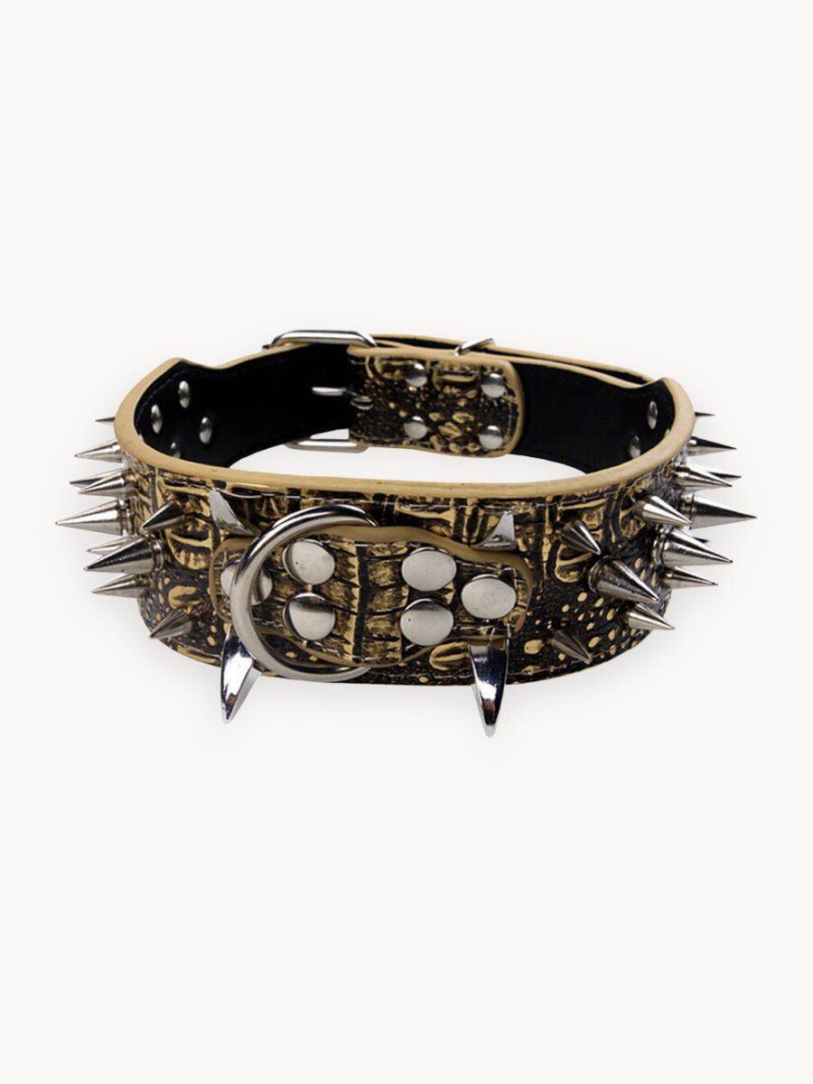 Ошейник с шипами для собак крупных и средних пород, коричневый, размер M