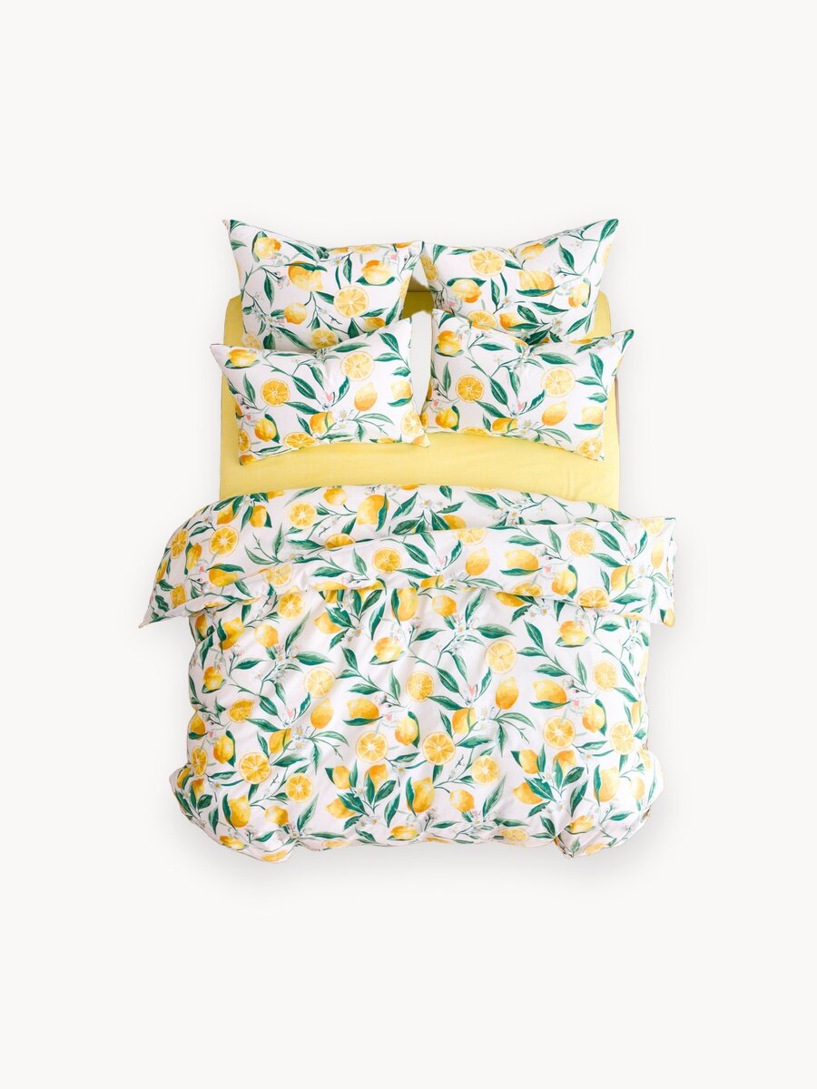 Постельное белье Ночь Нежна, Лимоны, поплин, 2 спальное, наволочки 70х70, 100% хлопок