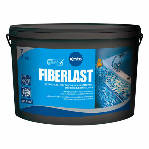 мастика гидроизоляционная kiilto fiberpool 7 кг арт t3723 300 Гидроизоляционная мастика для влажных помещений Kiilto Fiberlast, 7 кг.