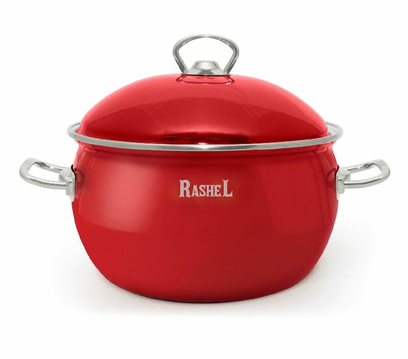 фото Кастрюля эмалированная с крышкой RASHEL R1716, 2.2л 16см (цвет красный)