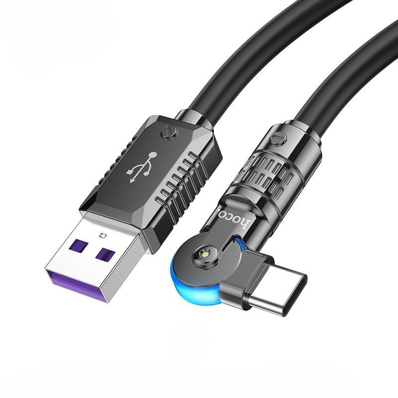 Вращающийся кабель Type-C для зарядки и передачи данных с быстрой зарядкой 27Вт/Hoco U118 data cable 27W — фото 1