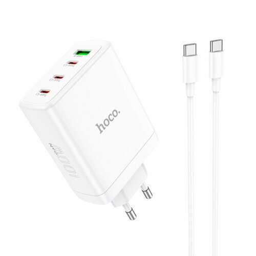 Блок питания сетевой 1 USB 3 Type-C HOCO N31 Leader 100Вт PD кабель Type-C-Type-C цвет белый 759700₽