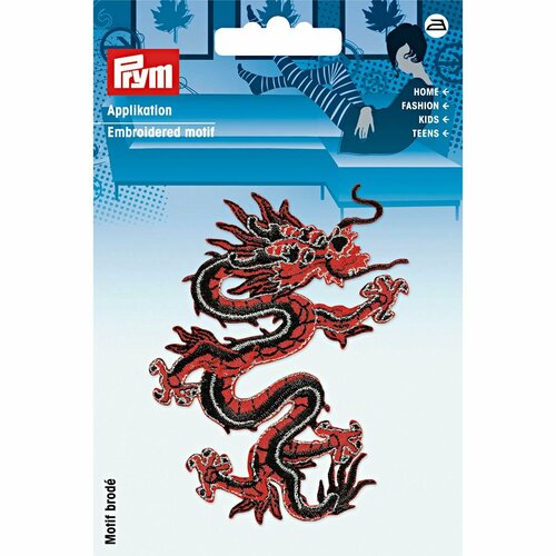 Термоаппликация Азиатский дракон, красный/черный цв. 926178