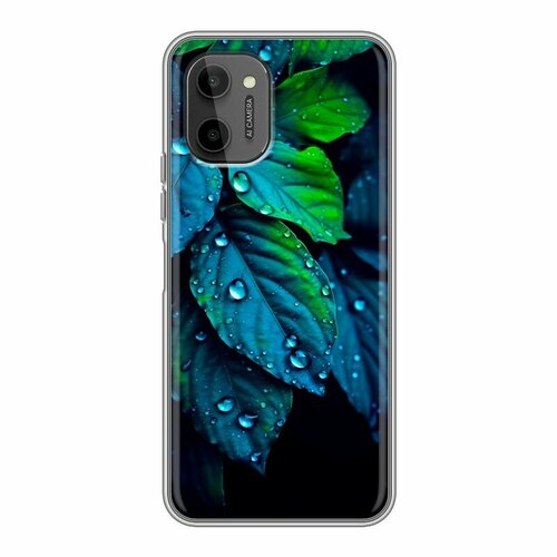 Дизайнерский силиконовый чехол для НТС Вайлдфаер Е Плюс / HTC Wildfire E Plus Листья и роса