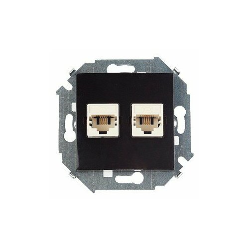 Розетка компьютерная двойная SIMON 15 2*RJ45 кат.5е черн. глянец 1591593-032