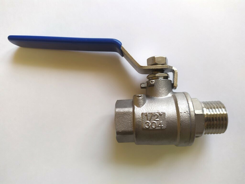 фото Кран шаровой AISI 304 1/2 дюйма F-M (нержавеющая сталь)