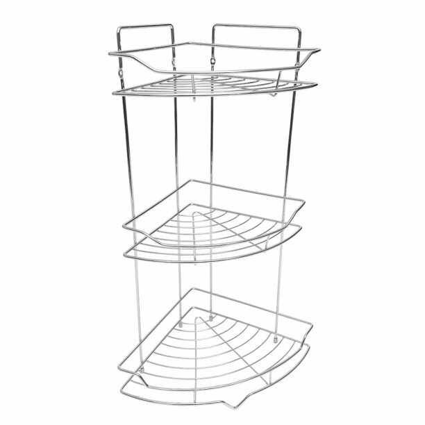 фото Полка сетчатая 3-ярусная угловая сектор хром Sakura