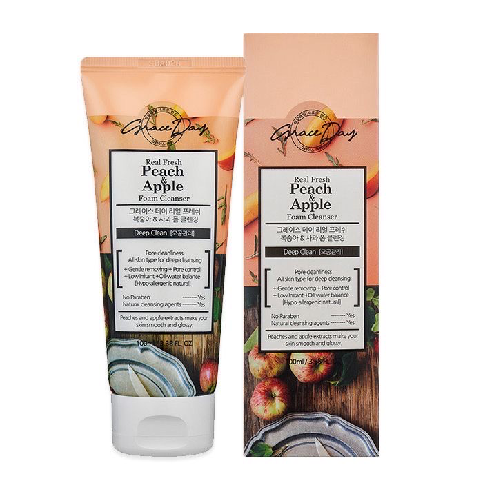 Grace Day Пенка для умывания с персиком и яблоком Real Fresh Peach & Apple Foam Cleanser 100 ml.