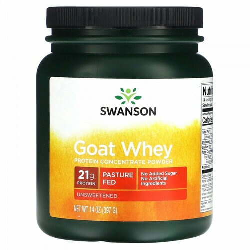 Swanson, Goat Whey Protein Concentrate Powder, Unsweetened, 14 oz (397 g)