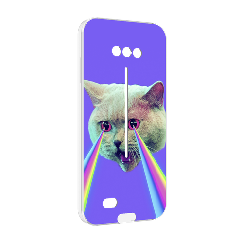 Чехол MyPads кот с радугой в глазах для Doogee S41 / S41 Pro задняя-панель-накладка-бампер
