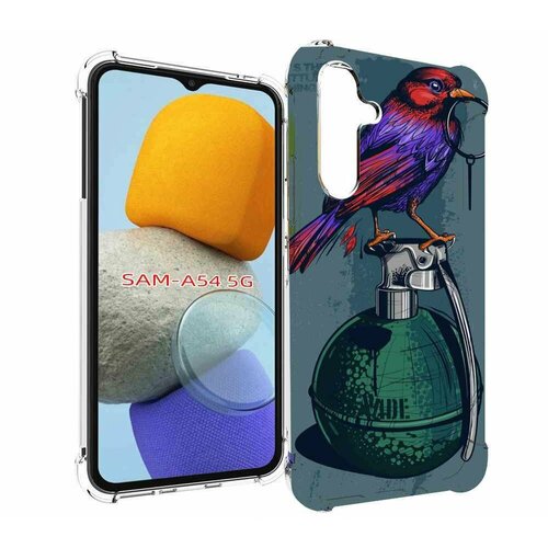 Чехол MyPads птица с гранатой для Samsung Galaxy A54 задняя-панель-накладка-бампер