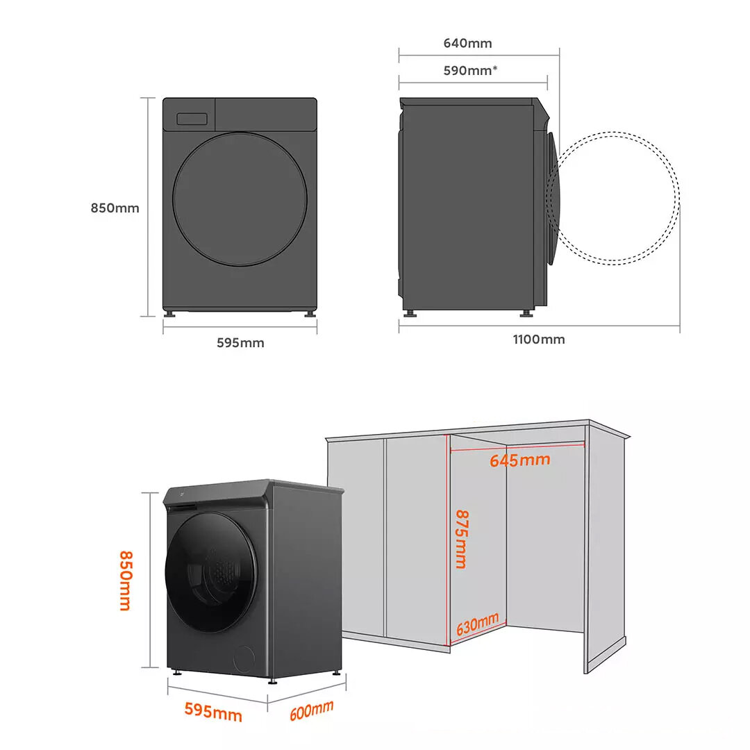 Умная стиральная машина с функцией сушки Xiaomi Mijia DD Washing and Drying Machine Ultra-thin Body 10kg Grey (XHQG100MJ202) - фотография № 4