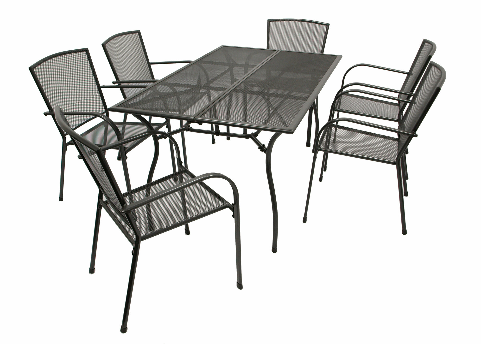 Комплект садовой мебели для обеда Классика 7 предметов: стол + 6 кресел, сталь, цвет антрацит - фотография № 1