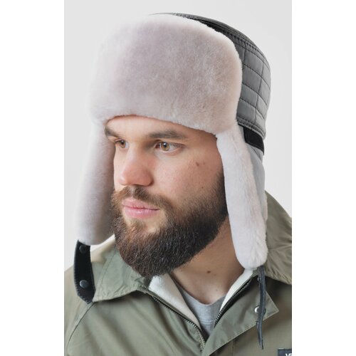 фото Шапка ушанка ярмарка шапок, размер 57, бежевый