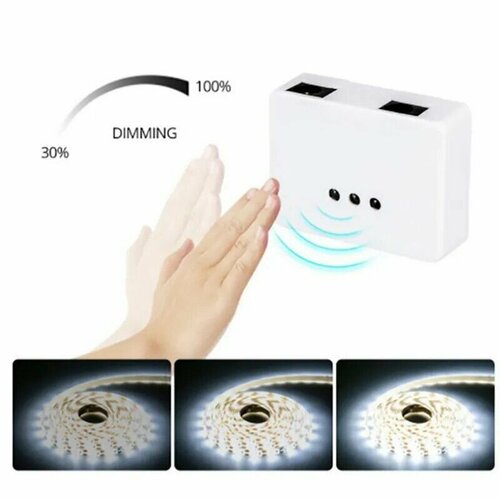 Выключатель-димер бесконтактный для светодиодной ленты взмах руки серия V1 Белый 51224V DC 4А Бренд DLED 1300₽