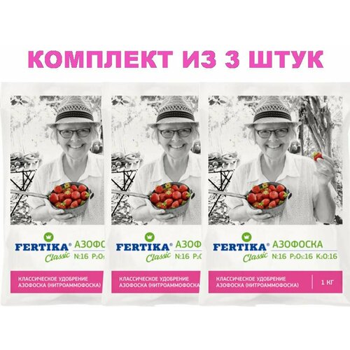 Комплект из 3 штук азофоска (азот, фосфор, калий) FERTIKA 1 кг