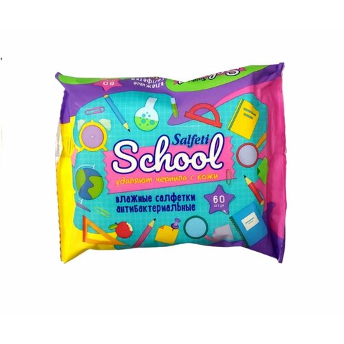 Детские антибактериальные влажные салфетки School 60шт 129₽
