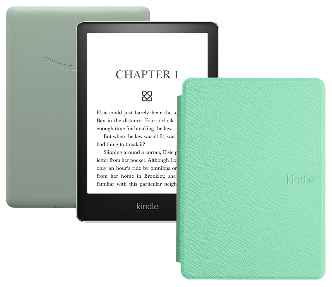 Электронная книга Amazon Kindle PaperWhite 2021 16Gb Ad-Supported Agave Green с обложкой ReaderONE PaperWhite 2021 Light Green