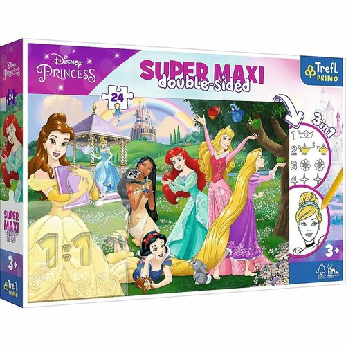 Пазл Trefl Disney Super Maxi Счастливые принцессы 24элемента 41008 пазл для детей trefl 100 деталей веселый мир диснея