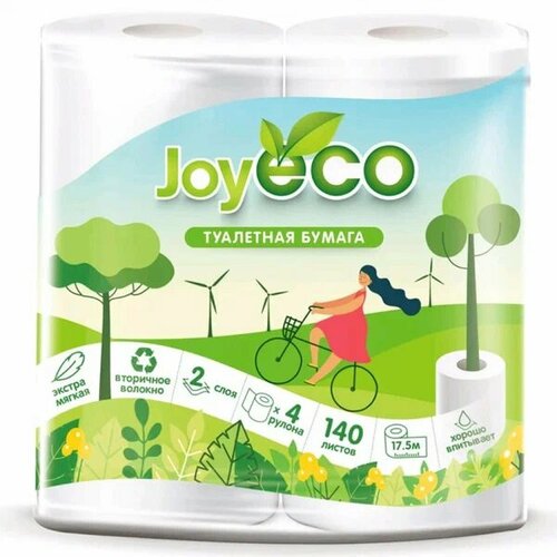 Туалетная бумага JoyEco - 2 слоя, 4 рулона