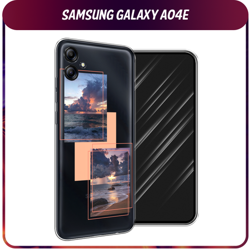 силиконовый чехол подмигивающая лиса с кофе на samsung galaxy a04e самсунг галакси а04е Силиконовый чехол на Samsung Galaxy A04e / Самсунг A04e Sky collage, прозрачный
