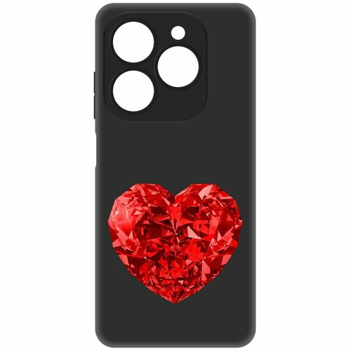 Чехол-накладка Krutoff Soft Case Рубиновое сердце для TECNO Spark 20 Pro черный чехол накладка krutoff soft case рубиновое сердце для tecno spark 10c черный