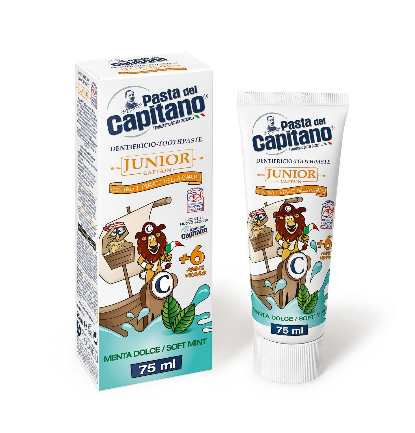 Зубная паста Pasta del Capitano Junior Soft Mint +6 Мятная 75 мл детская 8002140035401