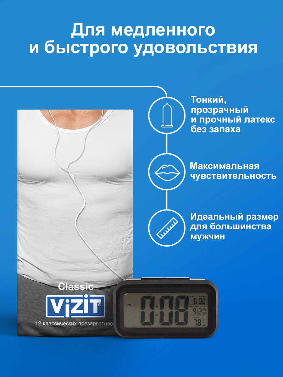 Презервативы VIZIT Classic, классические, 12 шт